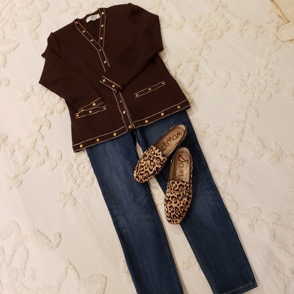 St. John Brown Cardigan Size Petite - Picture 3 of 8